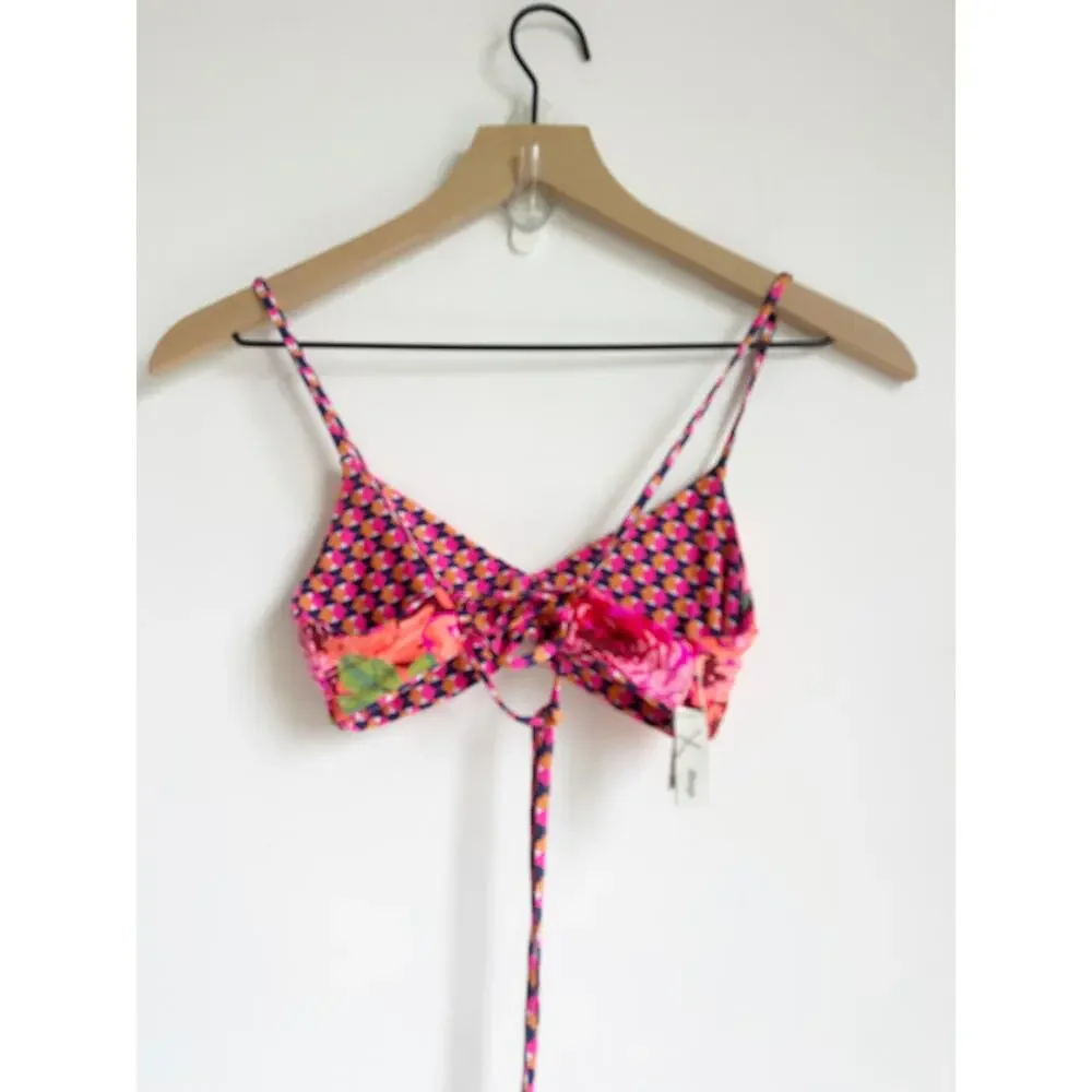 Maaji Girls S Reversible Swimsuit Pink Floral Geometric